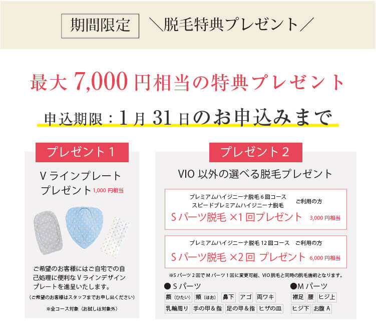 VIO脱毛特別特典プレゼント