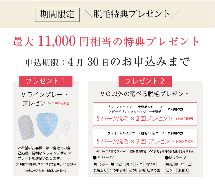 VIO脱毛特別特典プレゼント