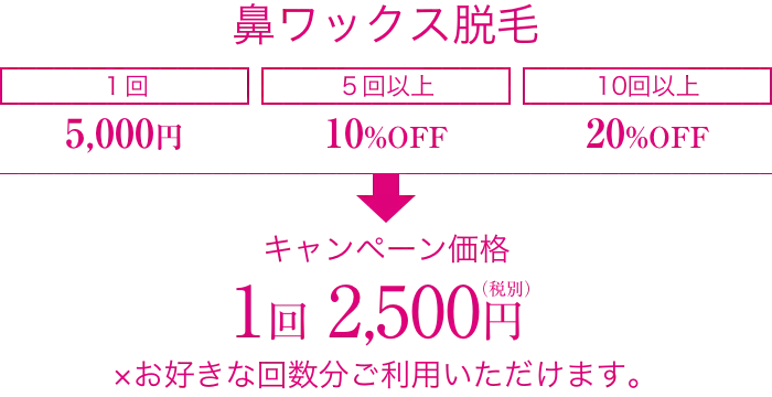 鼻毛脱毛・料金表